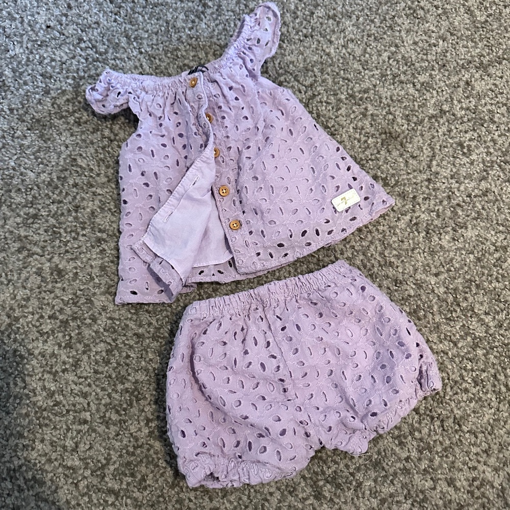 Two piece purple eyelet set